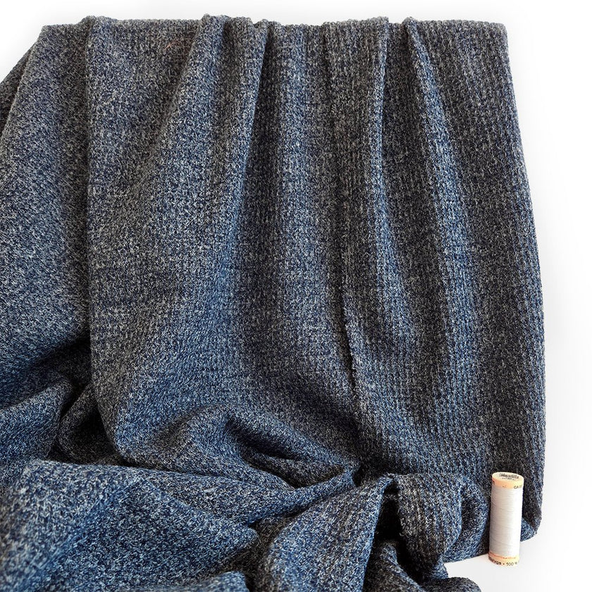 Sweater Knit | Waffle - Navy Melange - Fabric + Flow Textile Co.