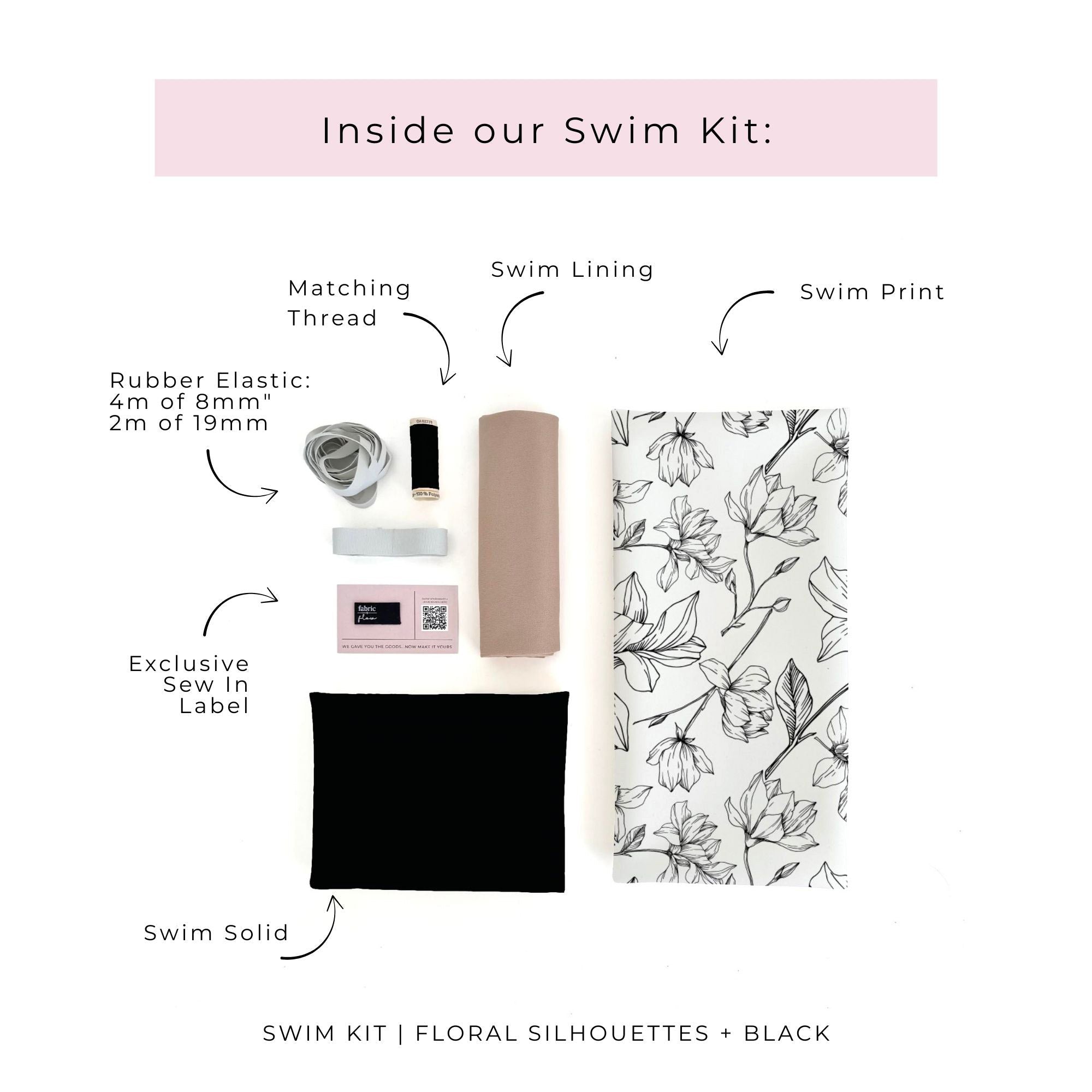 Swim Kit | Floral Silhouettes + Black - Fabric + Flow Textile Co.