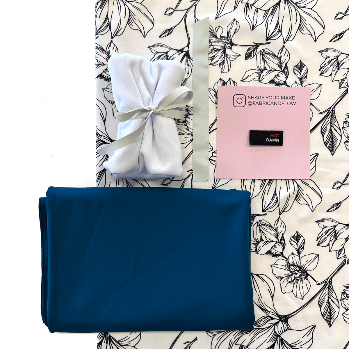 Swim Kit | Floral Silhouettes + Dark Teal - Fabric + Flow Textile Co.