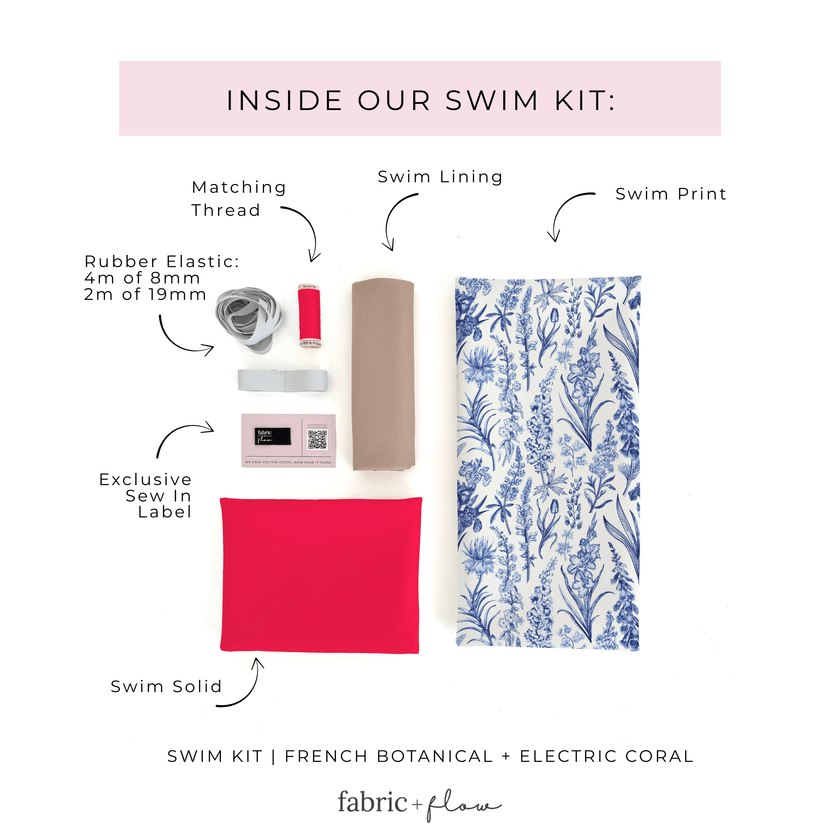 Swim Kit | French Botanical + Electric Coral - Fabric + Flow Textile Co.
