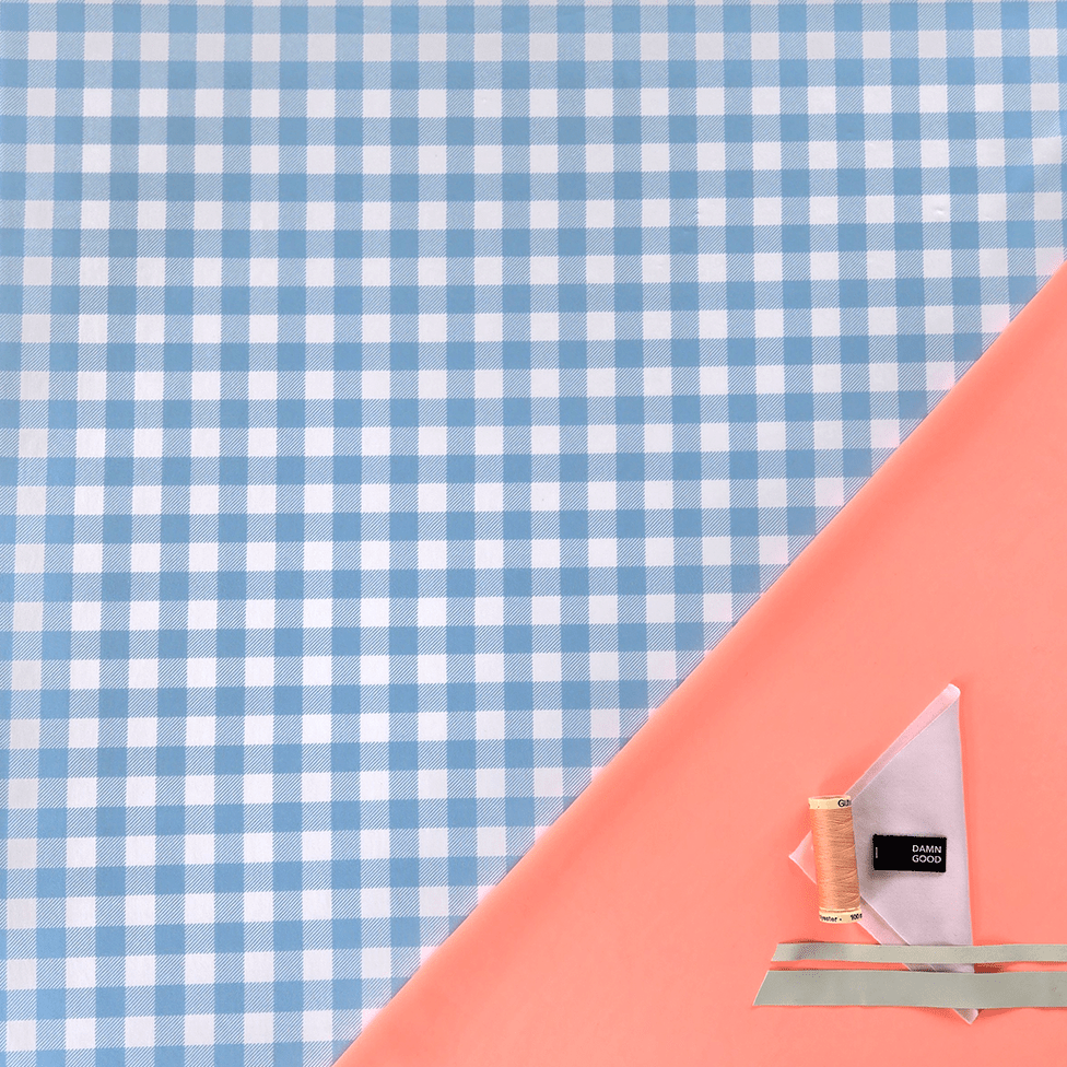 Swim Kit | Gingham Sky + Electric Peach