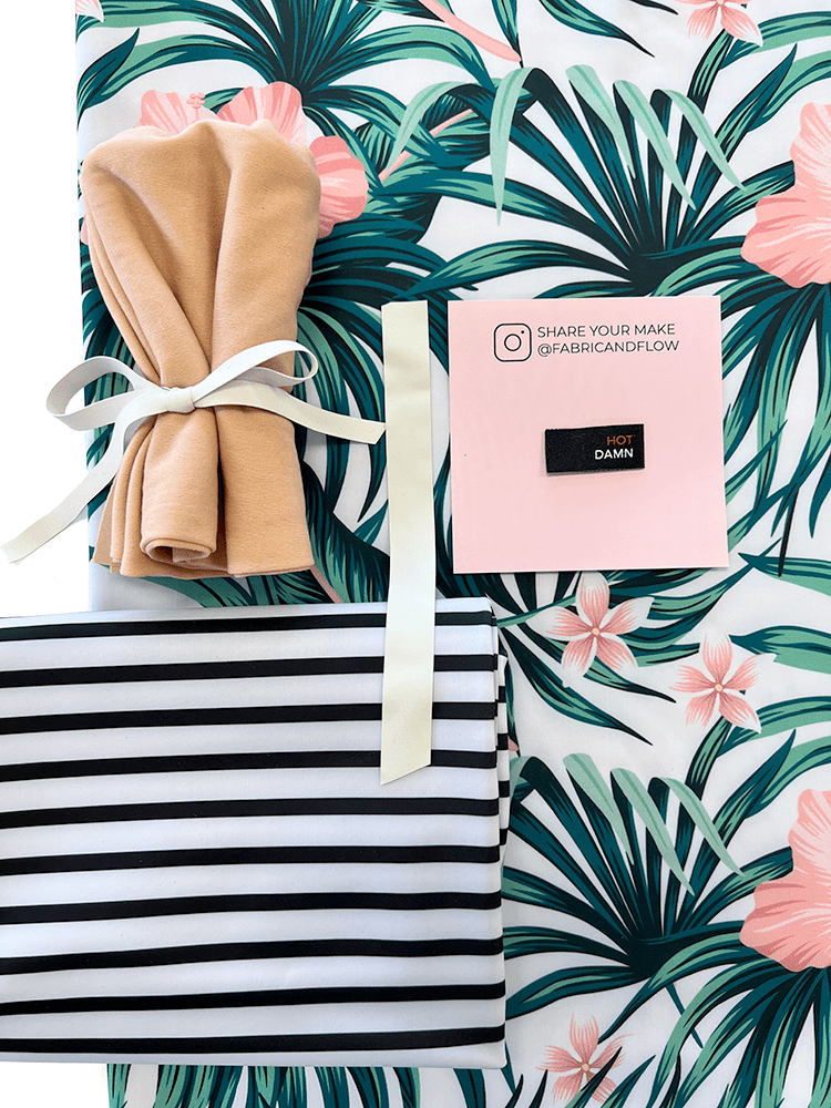 Swim Kit | Hibiscus Palm + 5mm Black Stripe - Fabric + Flow Textile Co.