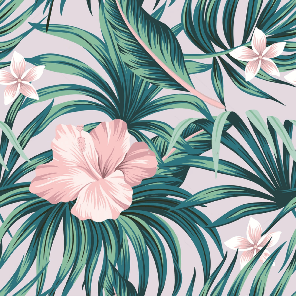 Swim Kit | Hibiscus Palm + 5mm Black Stripe - Fabric + Flow Textile Co.