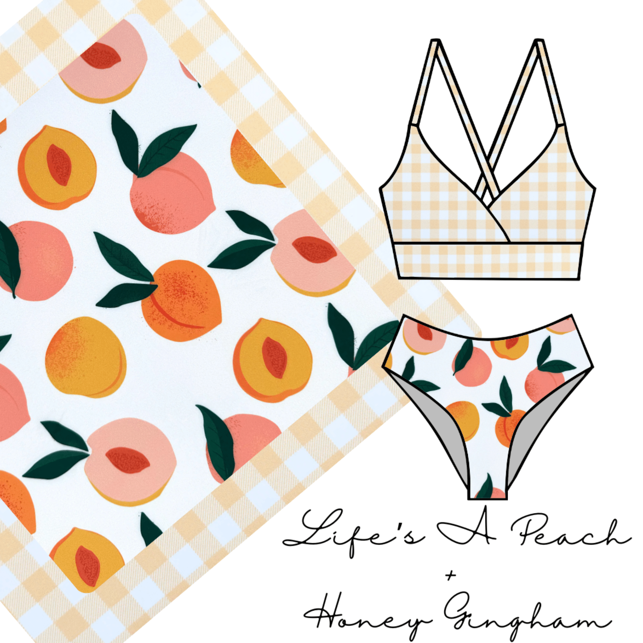 Swim Kit | Life's A Peach + Honey Gingham - Fabric + Flow Textile Co.