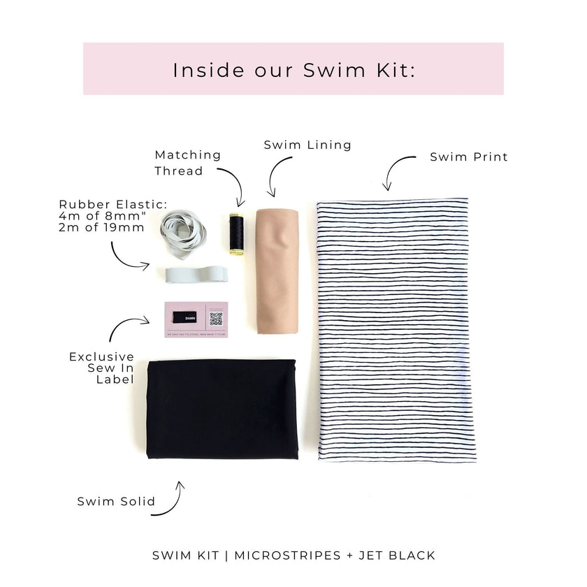 Swim Kit | Micro Stripes + Black - Fabric + Flow Textile Co.