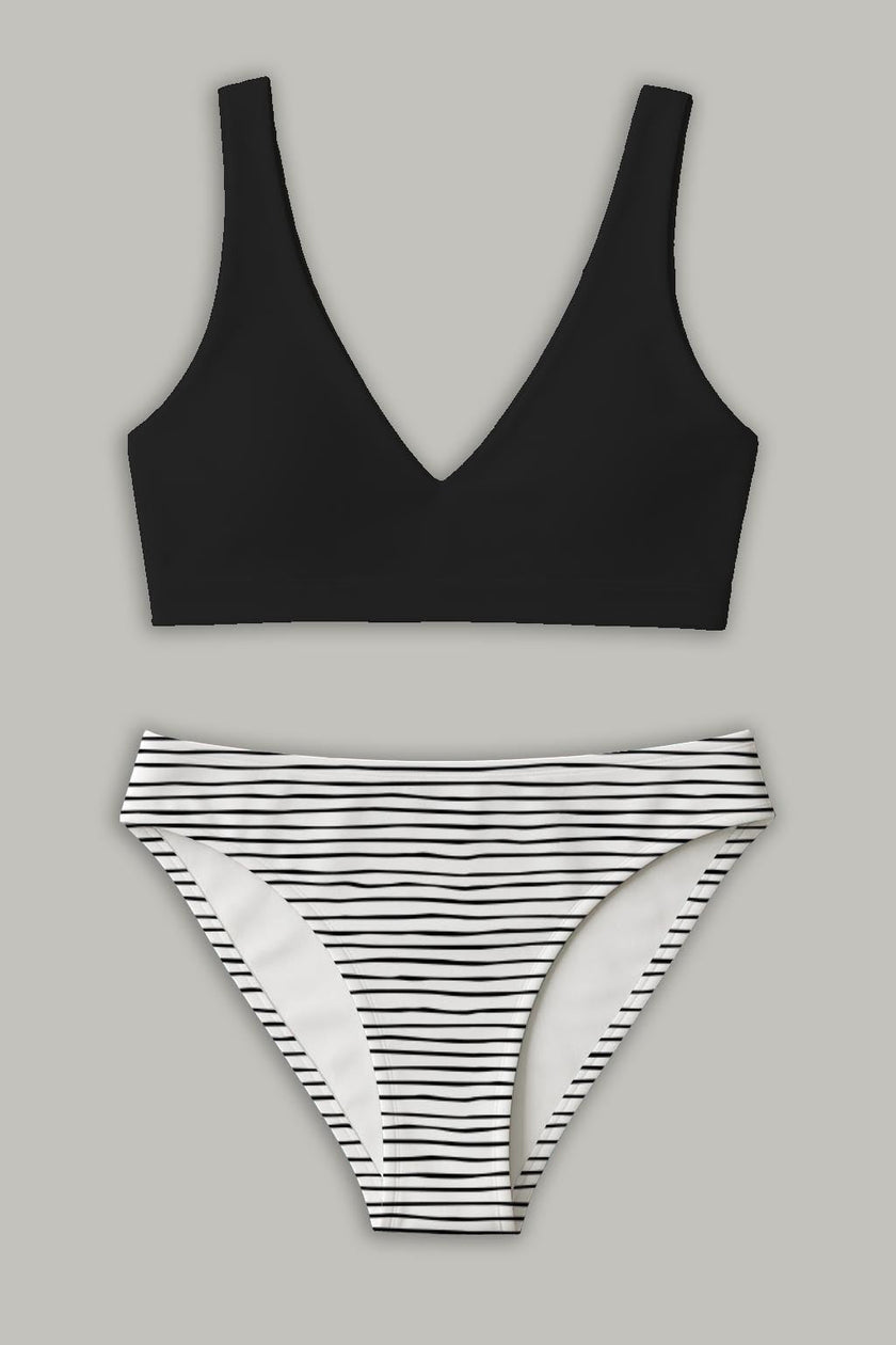 Swim Kit | Micro Stripes + Black - Fabric + Flow Textile Co.