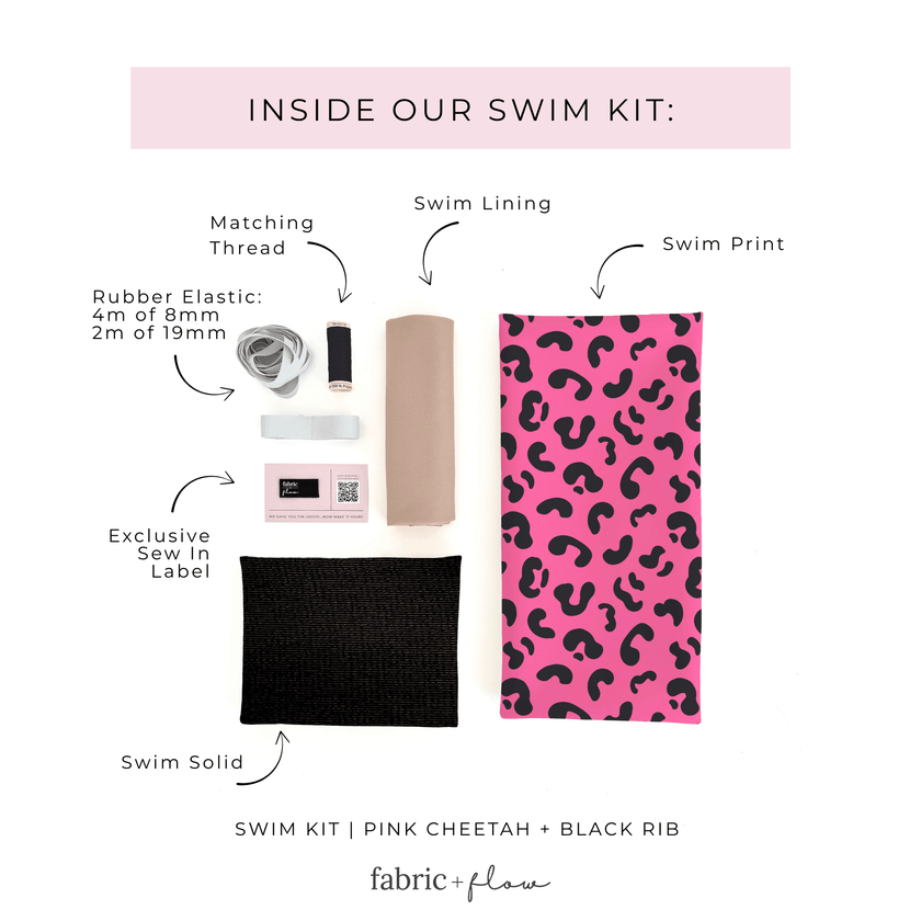 Swim Kit | Pink Cheetah + Mini Stripe - Fabric + Flow Textile Co.