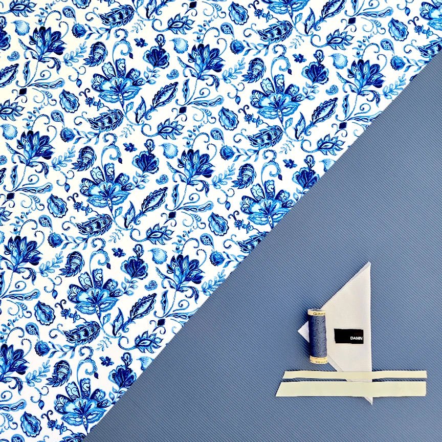 Swim Kit | Porcelain Rhapsody + Arctic Blue Rib - Fabric + Flow Textile Co.