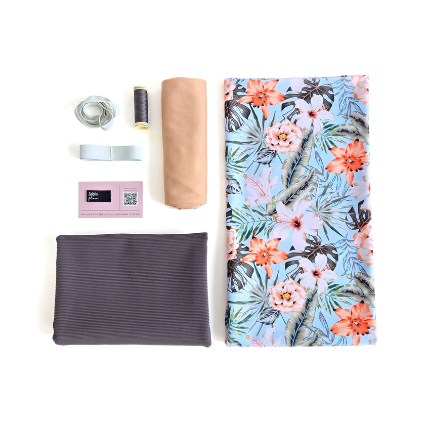 Swim Kit | Seaside Garden + Charcoal Rib - Fabric + Flow Textile Co.