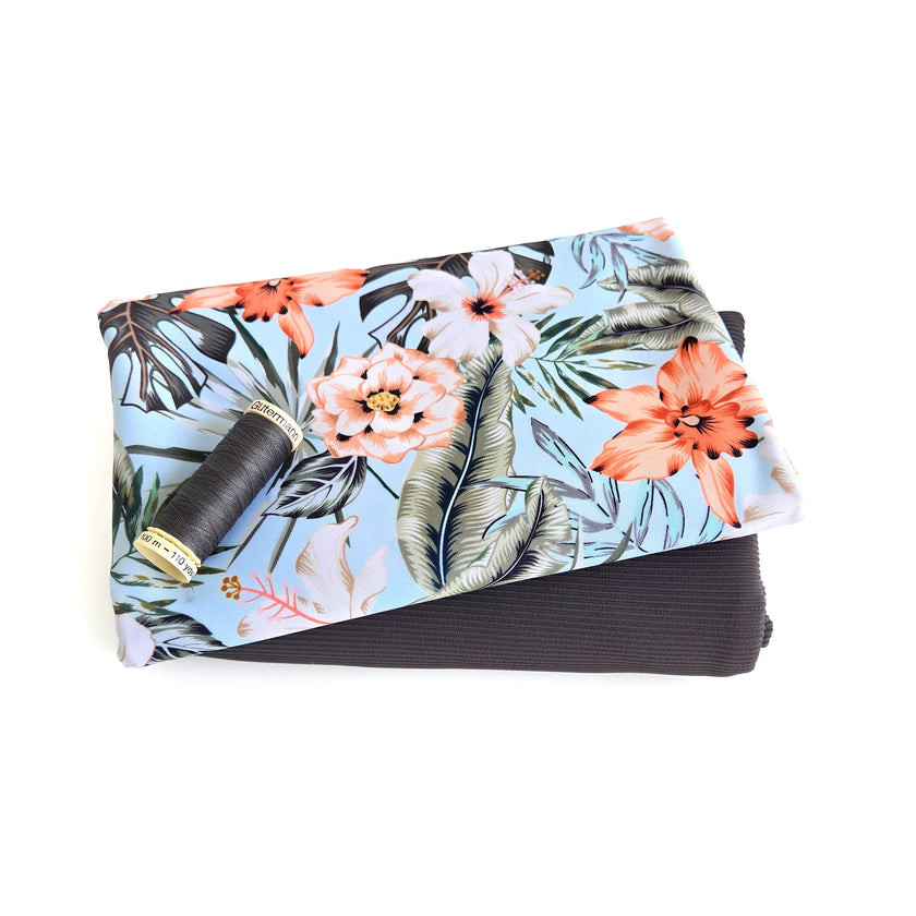 Swim Kit | Seaside Garden + Charcoal Rib - Fabric + Flow Textile Co.