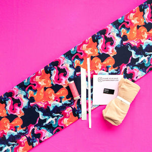Swim Kit | Water Swirls Navy + Hot Pink - Fabric + Flow Textile Co.