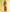 Woman wearing a red and pink patterned outfit on a yellow background