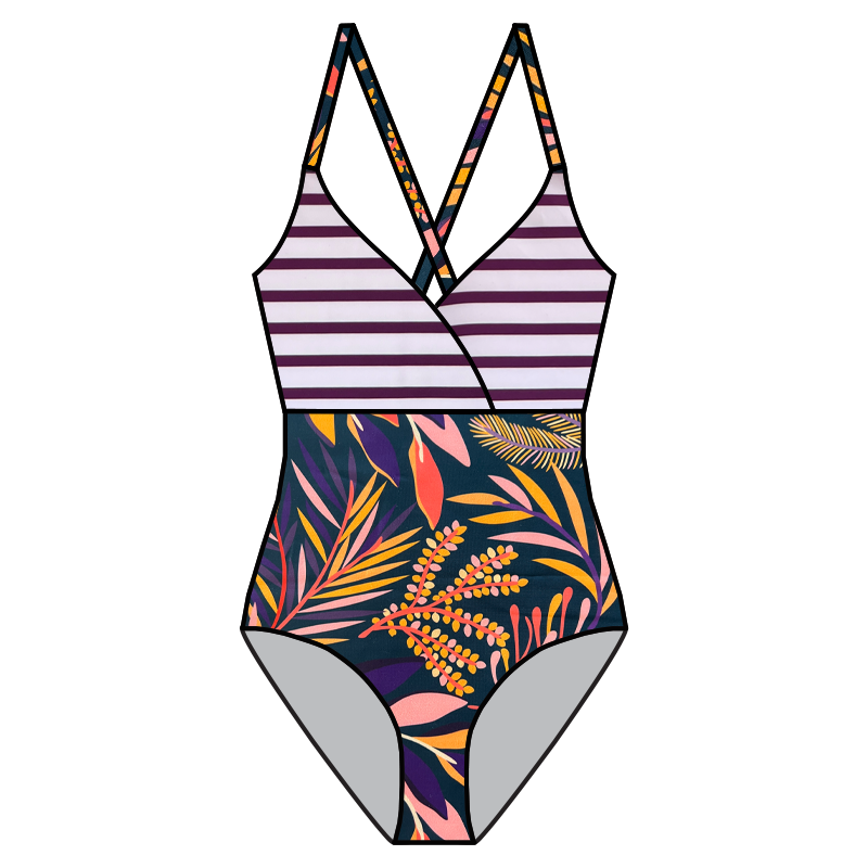 Swim Kit | Royal Botanical + Berry Stripe