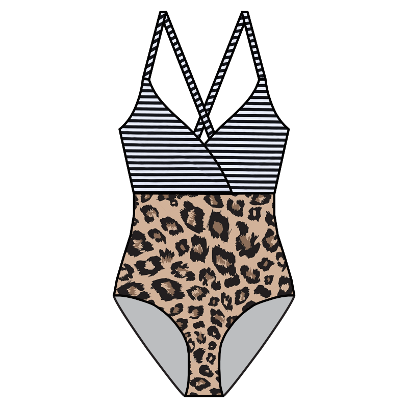 Swim Kit | Brown Leopard + Mini Stripes