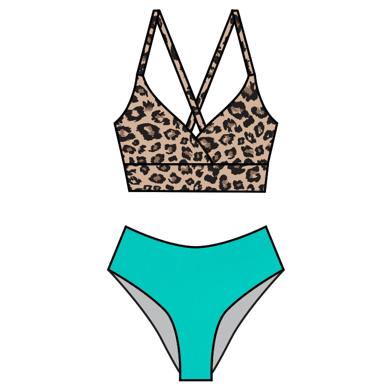 Swim Kit | Brown Leopard + Teal