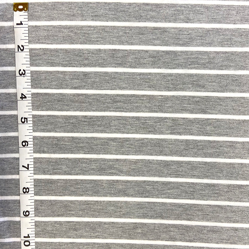 Jersey Knit | Grey + White Stripe