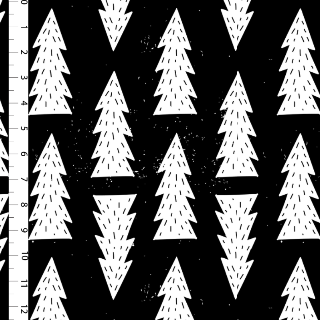 Jersey Knit Print | Monochrome Trees