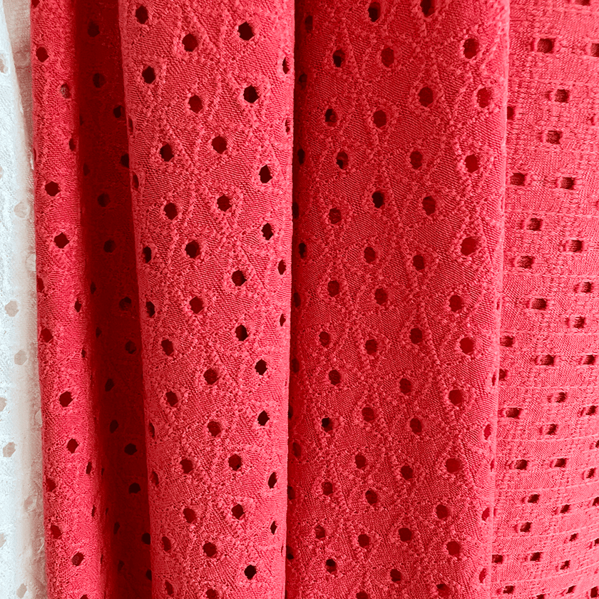 Eyelet Knit | Coral - Fabric + Flow Textile Co.