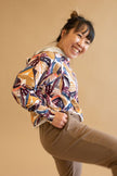 French Terry Print | Colour Block Floral R3F2 - Fabric + Flow Textile Co.