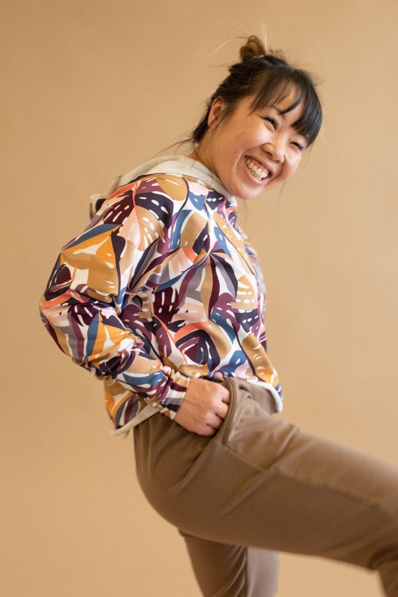 French Terry Print | Colour Block Floral R3F2 - Fabric + Flow Textile Co.