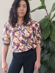 French Terry Print | Colour Block Floral R3F2 - Fabric + Flow Textile Co.