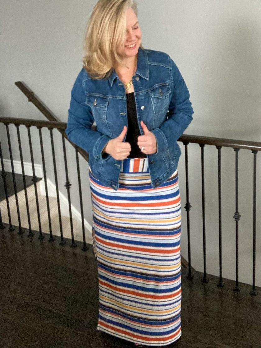 French Terry Print | Santorini Stripe R3G3 - Fabric + Flow Textile Co.