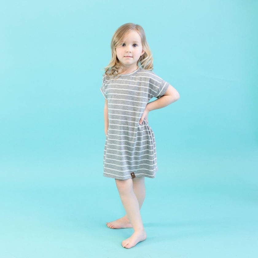 Jersey Knit | Grey + White Stripe - Fabric + Flow Textile Co.