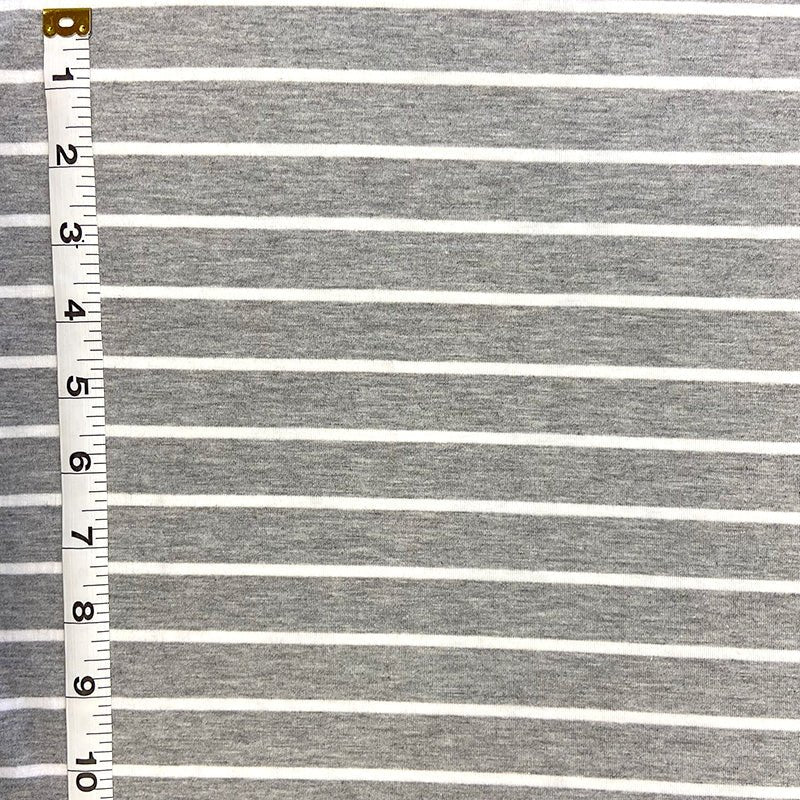 Jersey Knit | Grey + White Stripe