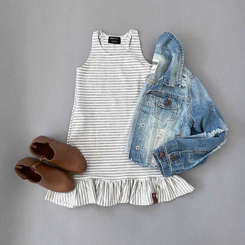 Jersey Knit Print | Bamboo 4mm Stripes - Grey + White - Fabric + Flow Textile Co.