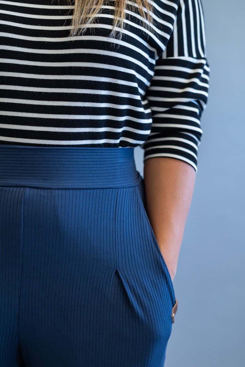 Luxe Ponte Stripe | Black + White Stripe - Fabric + Flow Textile Co.