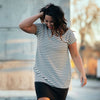 Luxe Ponte Stripe | White + Black Stripe - Fabric + Flow Textile Co.