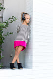 Luxe Ponte Stripe | White + Black Stripe - Fabric + Flow Textile Co.