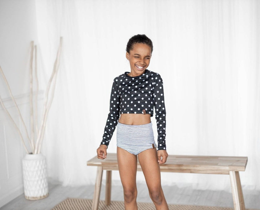 Swim Basic Dots | Black Polka Dots - Fabric + Flow Textile Co.