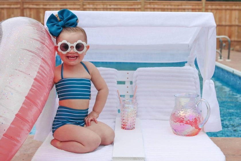 Swim Basic Stripes | Aruba Teal Stripe - Fabric + Flow Textile Co.