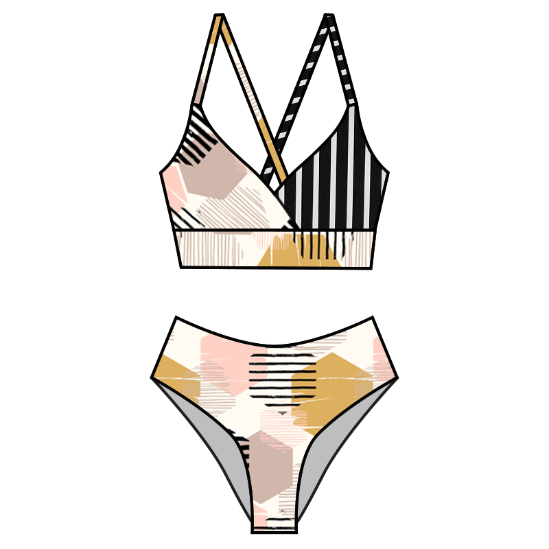 Swim Kit | Honeycomb + 10mm Black Stripe - Fabric + Flow Textile Co.