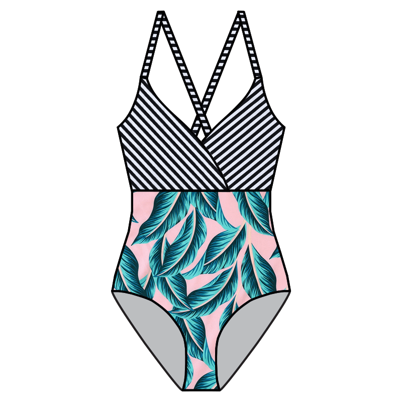Swim Kit | Pink Palm + Mini Stripes - Fabric + Flow Textile Co.