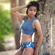 Swim Kit | Pink Palm + Mini Stripes - Fabric + Flow Textile Co.