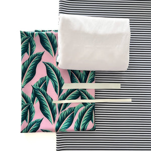 Swim Kit | Pink Palm + Mini Stripes - Fabric + Flow Textile Co.