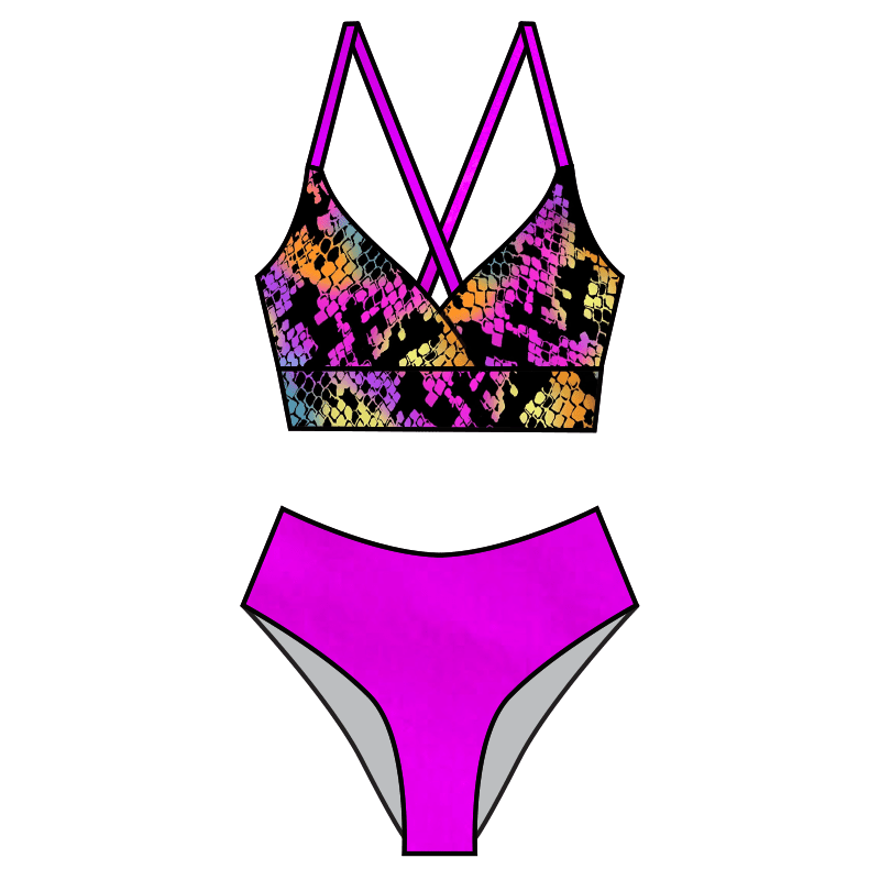 Swim Kit | Rainbow Snake + Electric Purple - Fabric + Flow Textile Co.