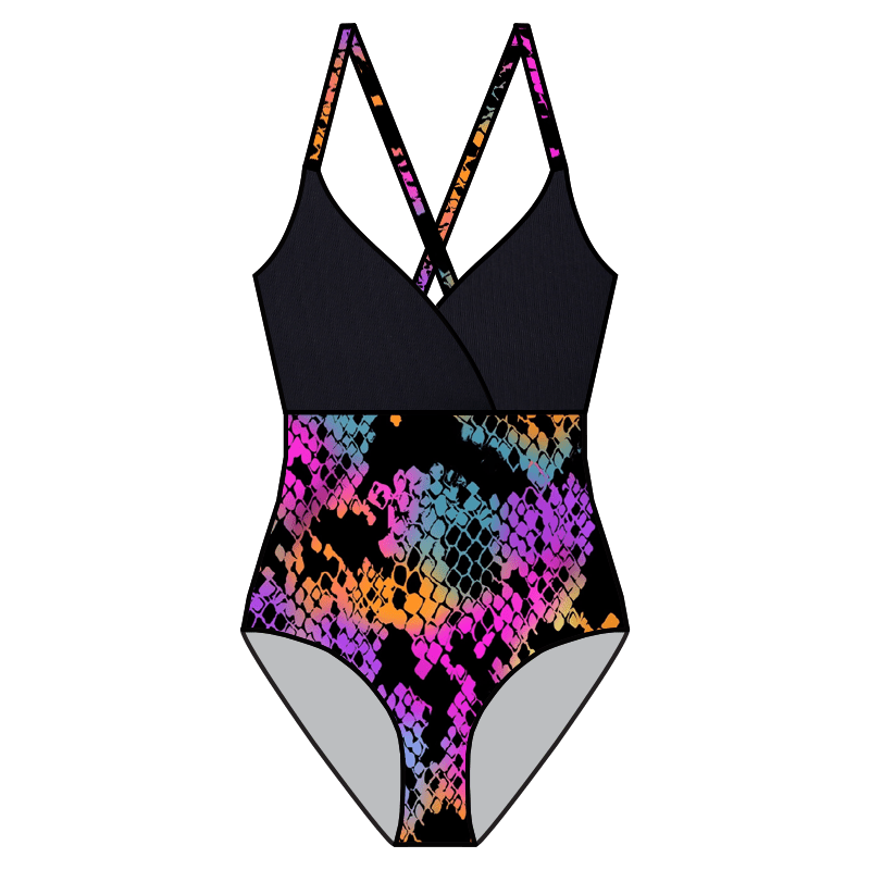 Swim Kit | Rainbow Snake + Inkwell Black Rib - Fabric + Flow Textile Co.