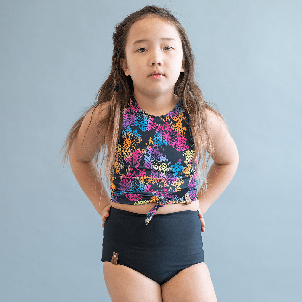 Swim Kit | Rainbow Snake + Inkwell Black Rib - Fabric + Flow Textile Co.