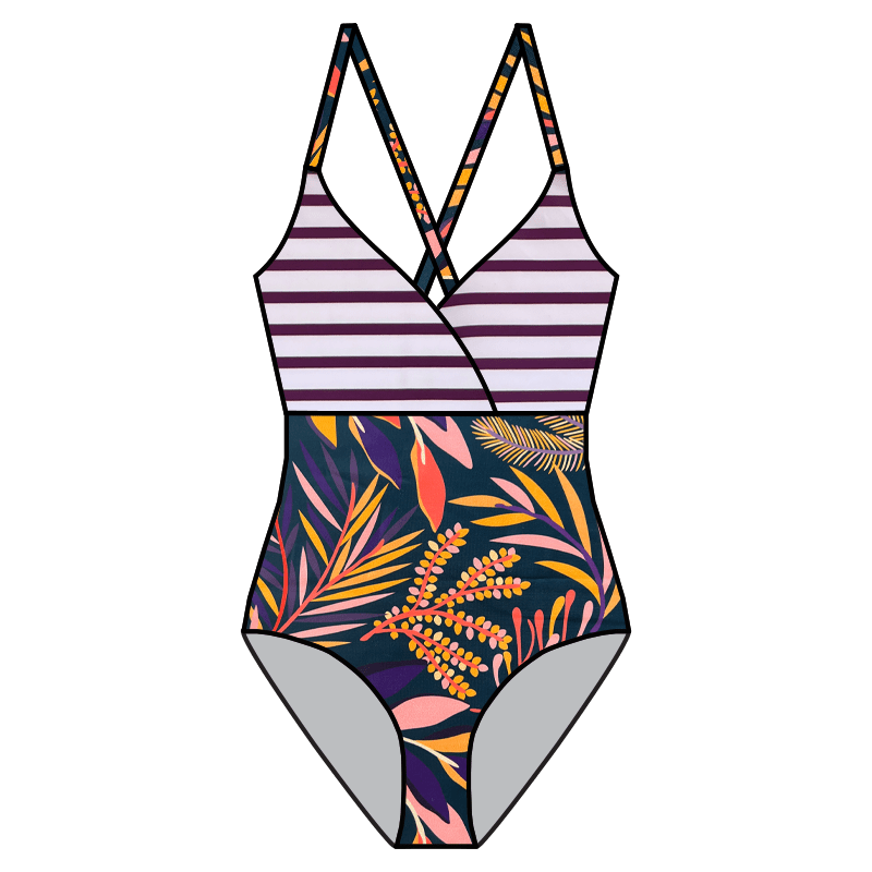 Swim Kit | Royal Botanical + Berry Stripe - Fabric + Flow Textile Co.